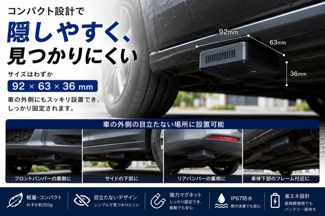 車外にも設置しやすいコンパクト設計